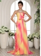 Multi-color Hand Made Flowers Sweetheart Prom Gowns With Brush Train