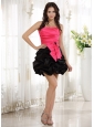 Wholesale Red and Black Ruched Bodice Prom Cocktail Dress With Pick-ups 2013