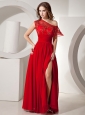 Wine Red High-slit Sweetheart Chiffon Prom / Evening Dress 2013