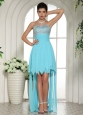 Aqua Blue Beaded Empire Sweetheart 2013 High-low Prom Dress For Custom Made