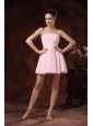 Baby Pink Ruch Mini-length Club Strapless Cocktail Dress For Custom Made
