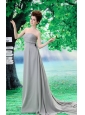 Custom Made Mother of the Bride Dress With Strapless Court Train Ruch and Chiffon