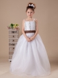 Customize Straps A-Line Beaded Organza Wedding Party Flower Girl Dress