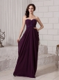 Dark Purple Chiffon Sweetheart Beaded Decorate Waist Stylish Custom Made Evening Dress