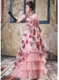 Light Pink A-line One Shoulder Beaded Prom Dress For Custom Made