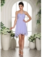 Lilac Beaded Decorate One Shoulder Mini-length Chiffon 2013 Homecoming / Cocktail Dress