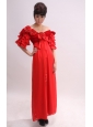 Off The Shoulder and Short Sleeves With Hand Made Flowers For 2013Mother of the Bride Dress