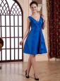V-neck Royal Blue and Knee-length For Cheap Bridesmaid Dress