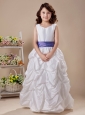 White A-Line V-neck Wedding Party Flower Girl Dress For 2013 Custom Made