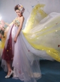 2013 Multi-color Appliques Decorate Bust Chiffon Prom Dress