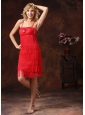 2013 Red Spaghetti Straps Embroidery With Sequins Knee-length Homecoming / Cocktail Dress