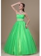 Beaded Decorate Waist A-line Spring Green Floor-length Sweetheart Neckline Prom / Evening Dress For 2013