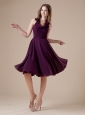 Dark Purple Elegant Halter Bridesmaid Dress Chiffon
