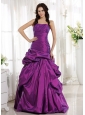 Eggplant Purple Ruched Bodice and Pick-ups for Prom Dress