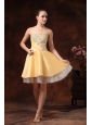 Gold Beaded Knee-length A-line Cocktail / Homecoming Dress For Custom Made