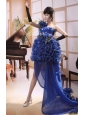 Hand Made Flowers Organza A-line One Shoulder Brush 2013 Prom Gowns Custom Made