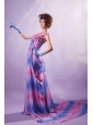 Ombre Color Appliques Scoop Court Train Prom / Evening Dress For Custom Made