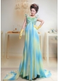 Ombre Color Chiffon Bateau Court Train Prom / Evening Dress For Custom Made