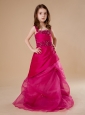 Red A-Line Sequins Flower Girl Dress For 2013 Taffeta Straps Floor-length