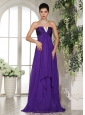 Stylish V-neck Eggplant Purple 2013 Prom Celebrity Dress With Ruch