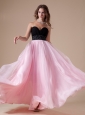 Sweetheart Neckline Beaded Decorate Waist Black and Pink Organza A-line Floor-length 2013 Prom / Evening Dress