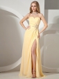 Sweetheart Neckline High Slit Yellow Prom Dress