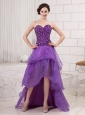 Sweetheart Purple Sweep Train A-line Ruffles Organza Custom Made 2013 Prom Gowns