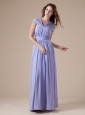 V-neck Lilac Chiffon Ruch Ankle-length Simple Style 2013 Prom / Evening Dress