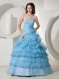 Beaded Decorate Bust and Ruffled Layers For Quinceanera Dress