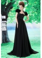 Custom Made Black 2013 Prom Dress Hand Made Flower and Ruch In Graduation