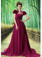 Custom Made Fuchsia 2013 Prom Dress Hand Made Flower and Ruch In Graduation