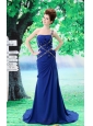 Custom Made One Shoulder Prom Dress Peacock Blue Beading and Ruch In Celebrity