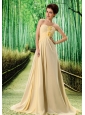 Light Yellow Stylish Prom Dress Hand Made Flower and Ruch In Graduation
