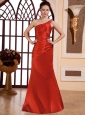 Red Ruched Bodice For Prom Dress For Prom Dress With One Shoulder