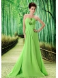 Spring Green Stylish El Tigre Prom Dress Hand Made Flower and Ruch