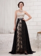 Sweetheart Neck Beaded Appliques Black Brush Train 2013 New Styles Custom Made Prom Gowns