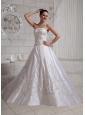 2013 Embroidery A-line Wedding Dress With Chapel Train Taffeta