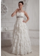 2013 Ruffled Wedding Dress With Brush Train Chiffon For Custom Made