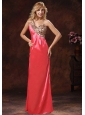 2013 Watermelon Red One Shoulder Leopard and Silk Like Satin Mother Of The Bride Dress For Custom Made