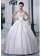 A-line Sweetheart Satin Wedding Dress With Beading and Ruch Decorate Bust