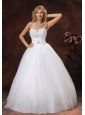 Beaded Decorate Sweetheart Neckline Tulle Floor-length A-line 2013 Wedding Dress