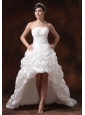 Beaded Decorate Waist Taffeta High-low Strapless Beading 2013 Wedding Dress