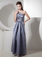 Beaded Decorate Waist One Shoulder Grey Ankle-length 2013 Prom / Evening Dress