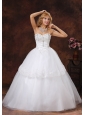 Beading and Embroidery Decorate Sweetheart Neckline Tulle Floor-length Ball Gown 2013 Wedding Dress