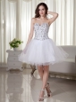 Beading Sweetheart Mini-length A-Line / Princess Organza 2013 Wedding Dress White