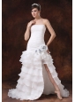 Bodice High Slit Brush / Sweep Mermaid / Trumpet Organza Wedding Dress With Beading