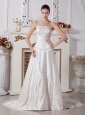 Custom Made A-line Embroidery Wedding Gowns With Satin