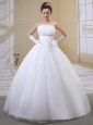 Custom Made Ball Gown Strapless Bow 2013 Wedding Dress With Tulle