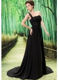 Custom Made Black One Shoulder Appliques Prom Dress Beaded Decorate Bust In Formal Evening