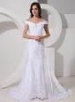 Off The Shoulder Lace For Weding Dress With Brush Train